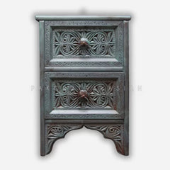 Turquoise Hand Carved Chest of 2 Drawers