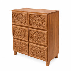 Flower Carving Chest of 6 Drawers