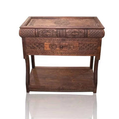 Swati Hand‑Carved Console with Glass Top