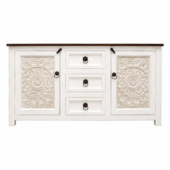 White Carved Cabinet Console