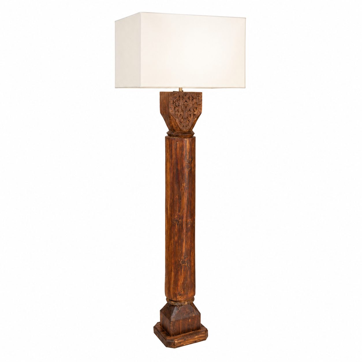 Wood Log Floor Lamp