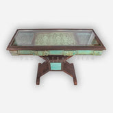 GLASS TOP HAND CARVED CONSOLE