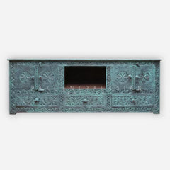 Turquoise Console with Drawers & Cabinets