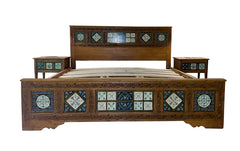 AKBARI BED WITH 2x SIDE TABLES (TURQOISE)