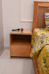 Wooden Jaali Bed With 2x Side Tables