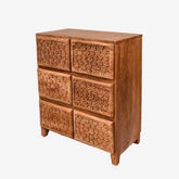 FLOWER CARVED CHEST OF 6 DRAWERS