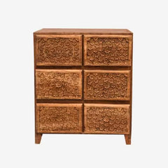 Flower Carving Chest of 6 Drawers