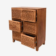 Flower Carving Chest of 6 Drawers