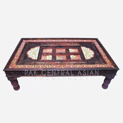 Mughlai Hand Painted & Carved Center Table