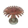 TORQUOISE HAND CARVED SUNFLOWER ROUND DINING TABLE WITH GLASS TOP