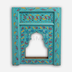 Akbari Hand Painted Merve Mirror Turquoise