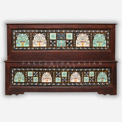 MUGHLAI WOODEN BED (TURQOISE)