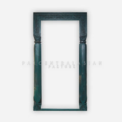 Sulemani Hand Carved Piller Mirror Turquoise