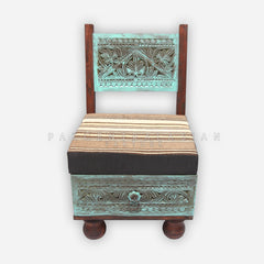 Sulemani Hand Carved Single Drawer Chair