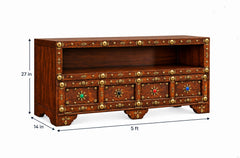 Turkan single door TV unit with colorfull stones