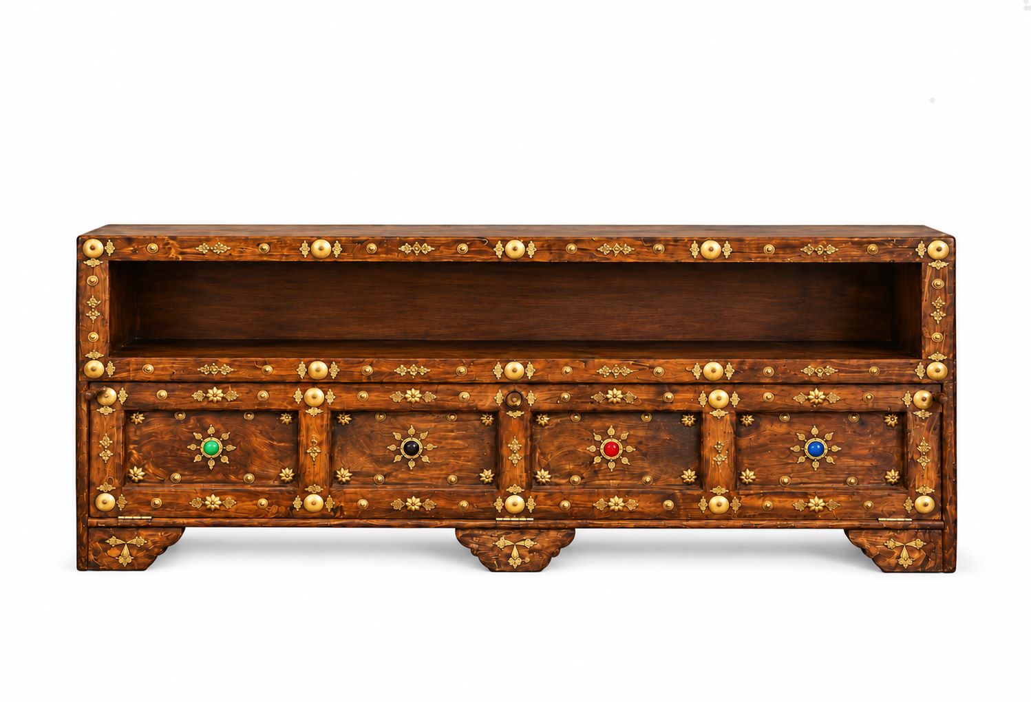 Hand-made brass work TV console