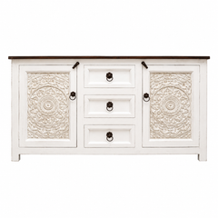 White Carved Cabinet Console