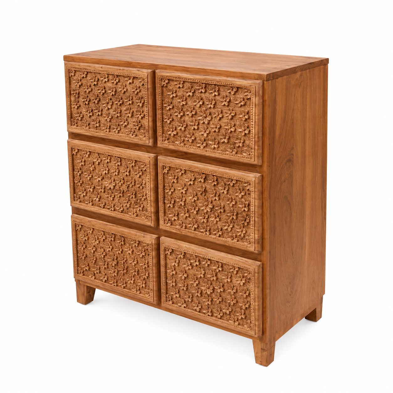 Flower Carving Chest of 6 Drawers