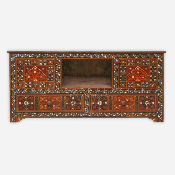 HAND PAINTED CONSOLE WITH DRAWERS & CABINETS – I