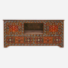 HAND PAINTED CONSOLE WITH DRAWERS & CABINETS – I