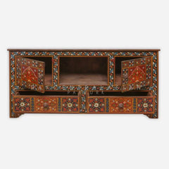 HAND PAINTED CONSOLE WITH DRAWERS & CABINETS – I