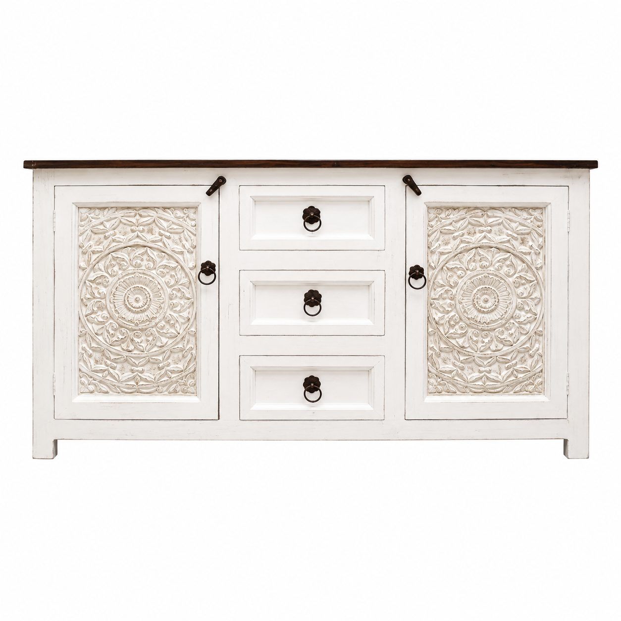 White Carved Cabinet Console