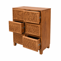 Flower Carving Chest of 6 Drawers