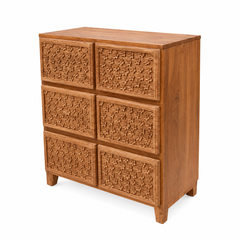 Flower Carving Chest of 6 Drawers