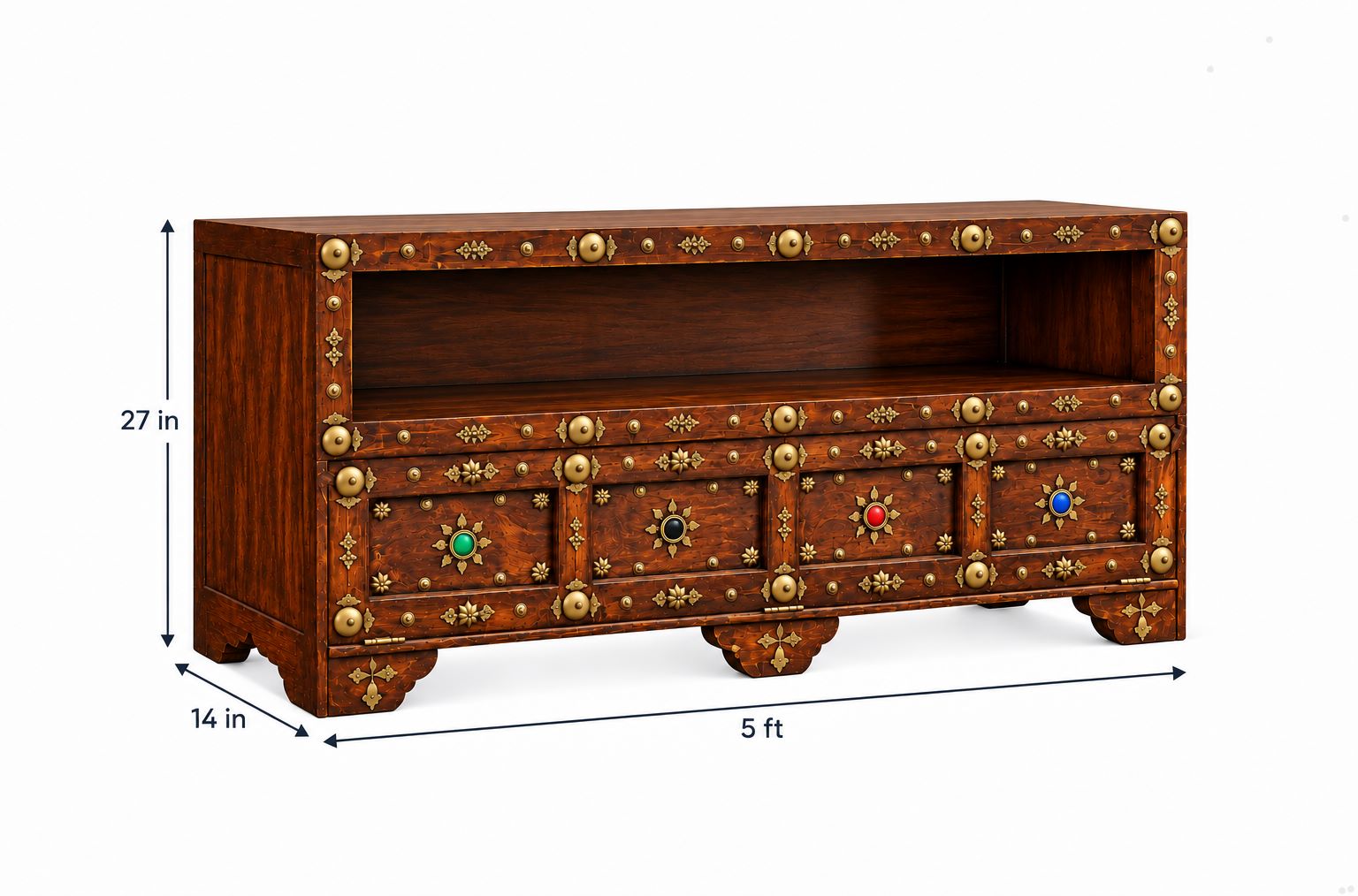 Turkan single door TV unit with colorfull stones