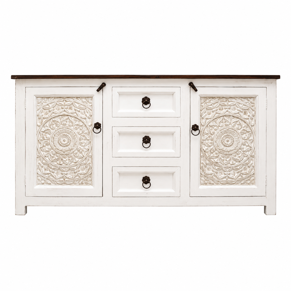 White Carved Cabinet Console